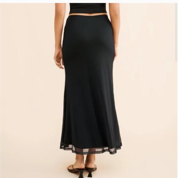 Anthropologie Another Girl Mesh Maxi Black Floral Skirt size L - Picture 2 of 6